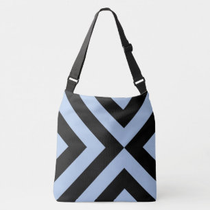 Geometrische lichtblauwe en zwarte Chevron Crossbody Tas