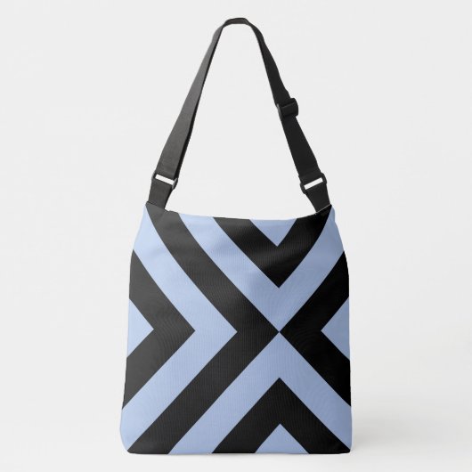 Geometrische lichtblauwe en zwarte Chevron Crossbody Tas (Voorkant)