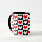 Geometrische liefde hart patroon ontwerp mok (Voorkant links)