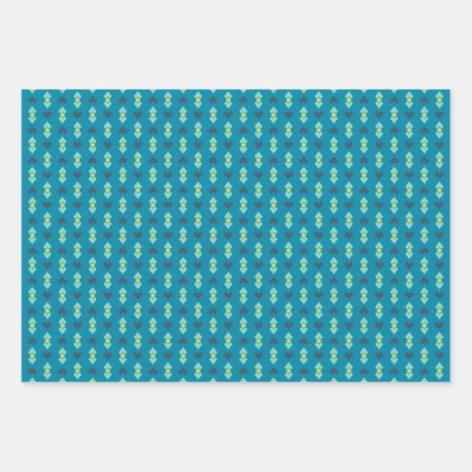 Geometrische liefde harten, stippen en chevron str inpakpapier vel (Voorkant 3)