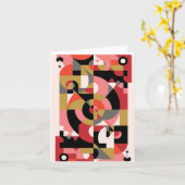 Geometrische LIEFDE in roze, zwart, rood, wit, gee Kaart (Gele Bloem)