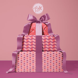 Geometrische liefdesharten, Stippen en Chevron-str Inpakpapier Vel