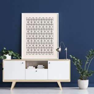 geometrische lijn Werken in zwart-wit en crème Poster