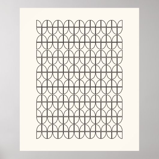 geometrische lijn Werken in zwart-wit en crème Poster (Voorkant)