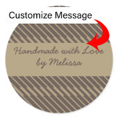 Geometrische lijnen Bruin Aangepaste tekst Verpakk Ronde Sticker