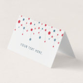 Geometrische lijnen en stippen in rood en blauw visitekaartje (Voorkant)