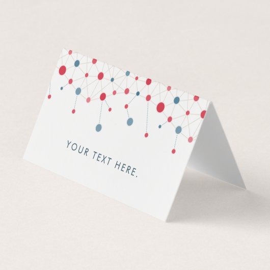 Geometrische lijnen en stippen in rood en blauw visitekaartje (Voorkant)