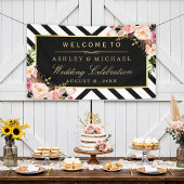 Geometrische lijnen Floral Wedding Celebration Par Spandoek