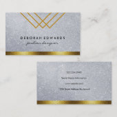 Geometrische lijnen glinsteren met gouden glansafw visitekaartje (Voorkant / Achterkant)