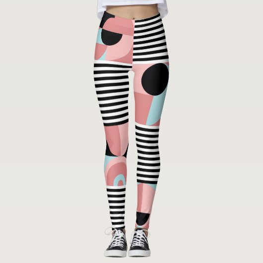 Geometrische lijnen, kleurrijke vormen mozaïek. leggings (Voorkant)