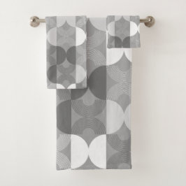 Geometrische lijnen Mid Century moderne 50s grijs Bad Handdoek