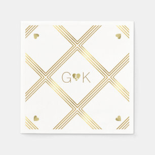 geometrische lijnen + monogram . trouwreceptie servet