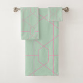 Geometrische lijnenpatroon van Mint Green en Roze Bad Handdoek (Insitu)