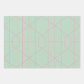 Geometrische lijnenpatroon van Mint Green en Roze Inpakpapier Vel (Voorkant 3)