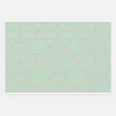 Geometrische lijnenpatroon van Mint Green en Roze Inpakpapier Vel (Voorkant 2)