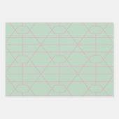 Geometrische lijnenpatroon van Mint Green en Roze Inpakpapier Vel (Voorkant)