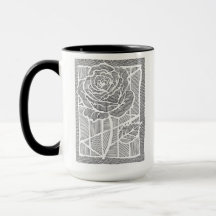 Geometrische lijnkunst roos bloem tweetonige koffi