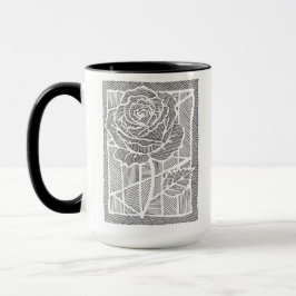 Geometrische lijnkunst roos bloem tweetonige koffi mok