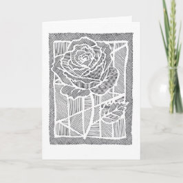 Geometrische Lijnkunst Roos Botanische Wenskaart Kaart