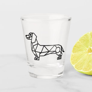 Geometrische lijnkunst van een teckel shot glas
