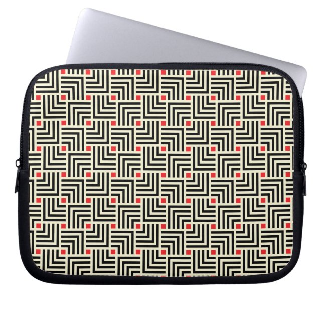 Geometrische lijnpatronen laptop sleeve (Voorkant)