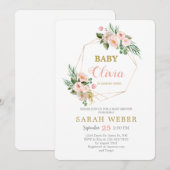 Geometrische lijst bloemenbaby meisjesdouche kaart (Voorkant / Achterkant)