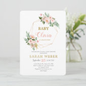 Geometrische lijst bloemenbaby meisjesdouche kaart (Staand voorkant)