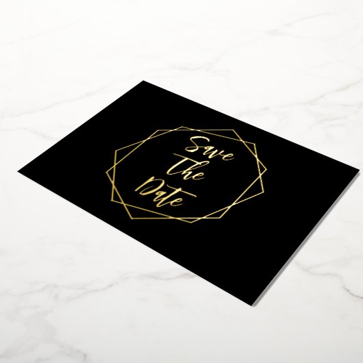 Geometrische Lijst bruiloft bewaart de datum Folie Uitnodiging (Gedraaid)