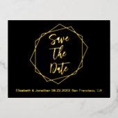 Geometrische Lijst bruiloft bewaart de datum Folie Uitnodiging Briefkaart (Voorkant)