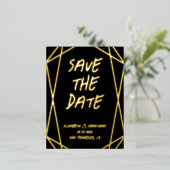 Geometrische Lijst bruiloft bewaart de datum Folie Uitnodiging Briefkaart (Staand Voorkant)