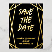 Geometrische Lijst bruiloft bewaart de datum Folie Uitnodiging Briefkaart (Voorkant)