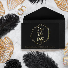 Geometrische Lijst bruiloft bewaart de datum Folie Uitnodiging Briefkaart