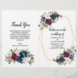 Geometrische Lijst Burgundy Navy Flowers Weddensch