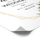 Geometrische Lijst Burgundy Navy Flowers Weddensch Poster (Hoek)