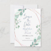 geometrische lijst delicate groen save the date kaart (Voorkant)