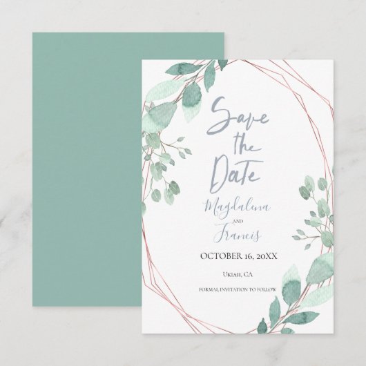 geometrische lijst delicate groene planten save th kaart (Voorkant / Achterkant)