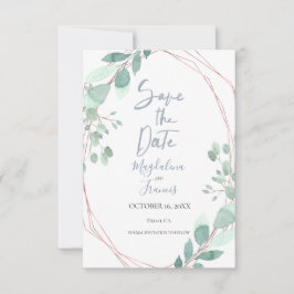 geometrische lijst delicate groene save the date kaart