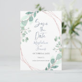 geometrische lijst delicate groene save the date kaart (Staand voorkant)