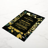 Geometrische lijst groene en gouden bladeren goud folie uitnodiging (Gedraaid)