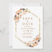 geometrische lijst herfst floral save the date kaart (Voorkant)