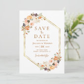 geometrische lijst herfst floral save the date kaart (Staand voorkant)