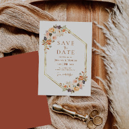 geometrische lijst herfst floral save the date kaart