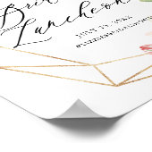 Geometrische lijst roze bloemrijke bruidslunch poster (Hoek)