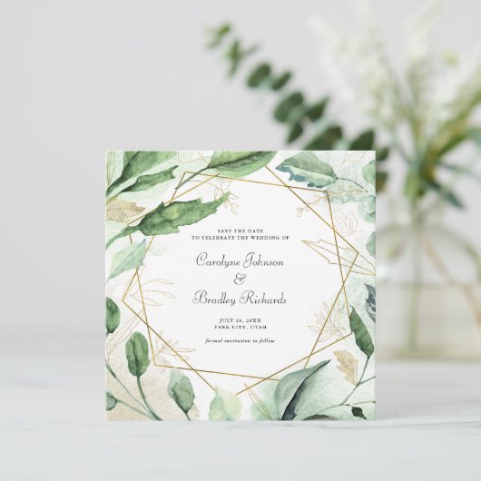 Geometrische Lijst Waterverf Save The Date (Staand voorkant)