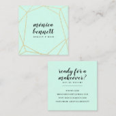 Geometrische lineart chic goud glitter mint groen vierkante visitekaartje (Voorkant / Achterkant)