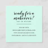 Geometrische lineart chic goud glitter mint groen vierkante visitekaartje (Achterkant)