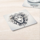 Geometrische Lion Head Illustratie Onderzetter (Schuin)