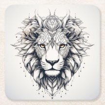Geometrische Lion Head Illustratie Onderzetter