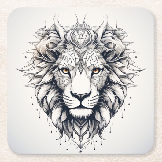Geometrische Lion Head Illustratie Onderzetter (Voorkant)
