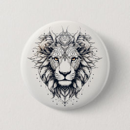 Geometrische Lion Head Illustratie Pin Ronde Button 5,7 Cm